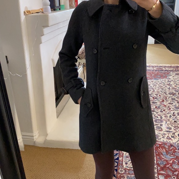 Gorgeous deep grey double breasted JCrew coat excellent used condition - Picture 1 of 9